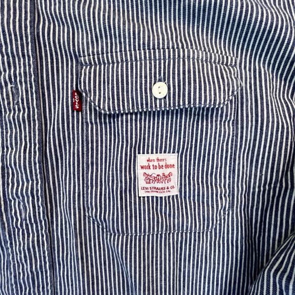Levis Shirt Mens XXL Worker Long Sleeve Button Up Striped - Picture 4 of 9
